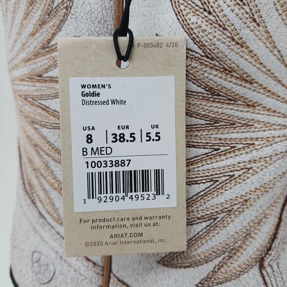 Ariat GOLDIE Western Boots Size 8 Distressed White NWT Cowboy Cowgirl Country - Picture 3 of 9